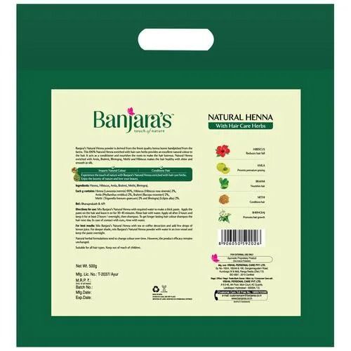 Banjara's Natural Henna Powder, 500 gm view 2