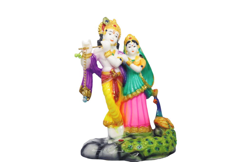 Radha Krishna with Peacock (Mor) Idol view 2
