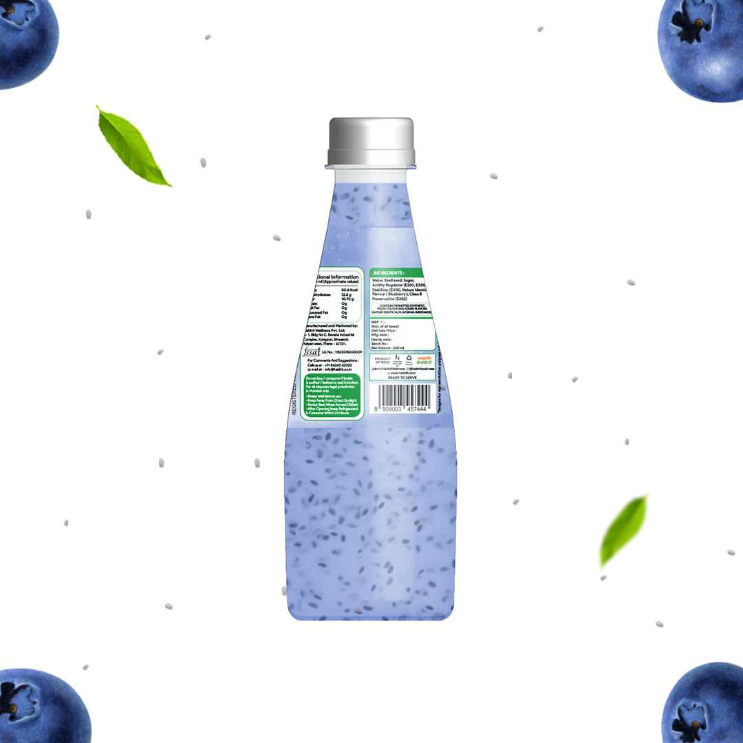 Habhit Basil Seeds Blueberry Juices, 300 ml - Pack of 12 view 2