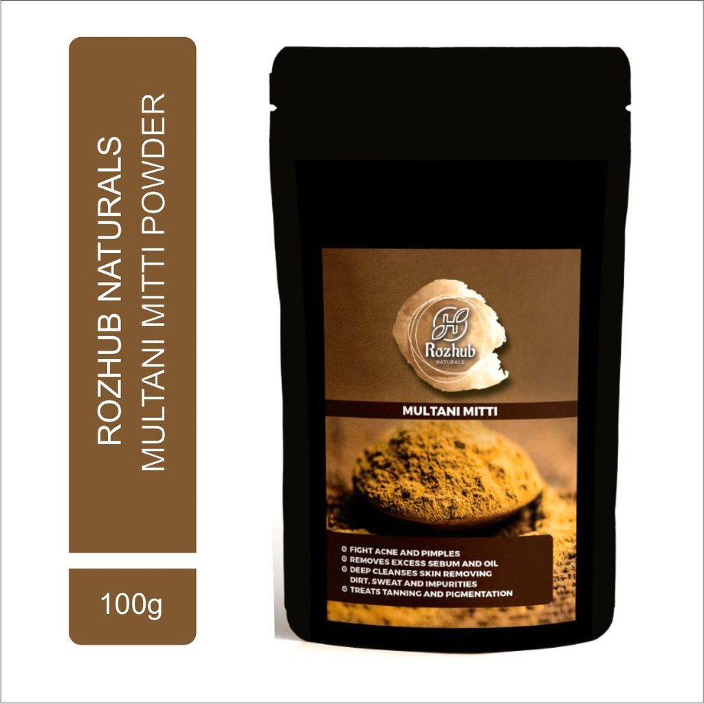 Rozhub Naturals Multani Mitti Clay (Fuller Earth) Herbal Face & Hair Mask Powder - 100g view 2