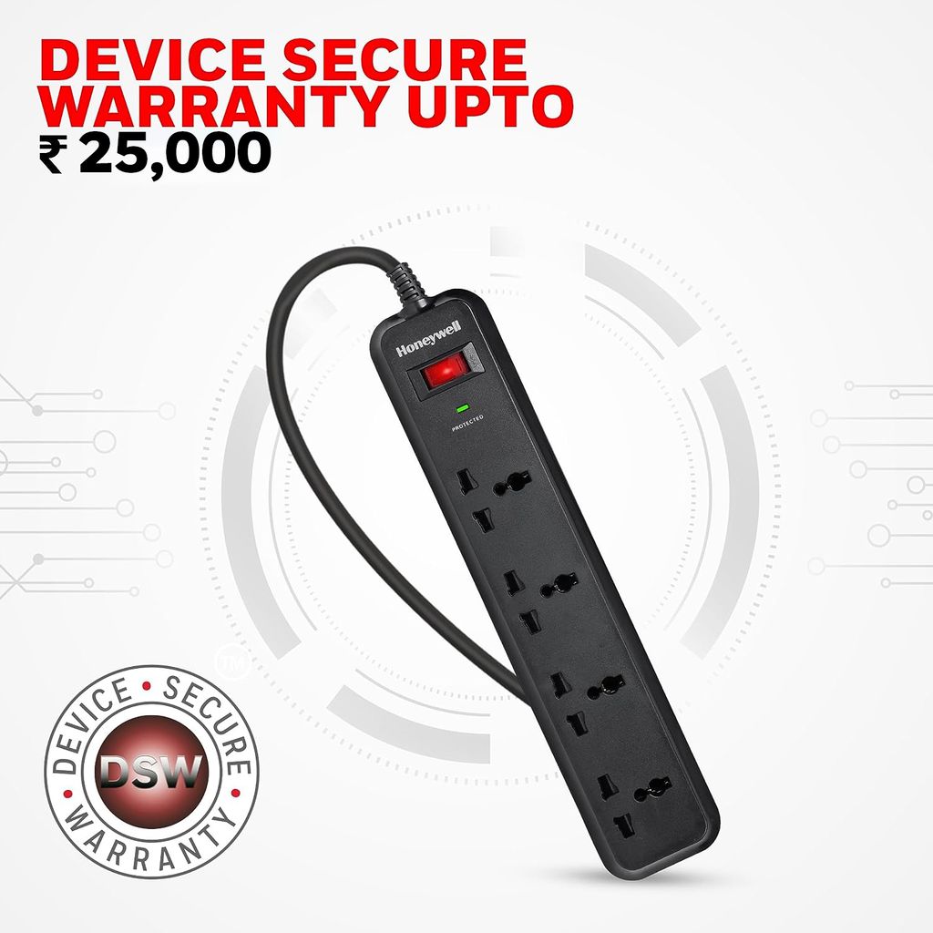 Honeywell Surge Protector With 4 Universal Socket And 2 Meter Cord view 2