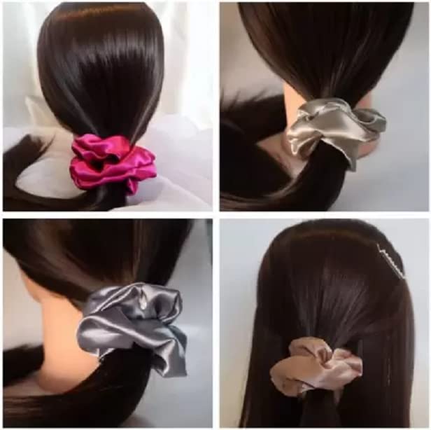 Elecsera Hair Satin Scrunchies Pack of 12 Rubber Band (Multicolor) view 2