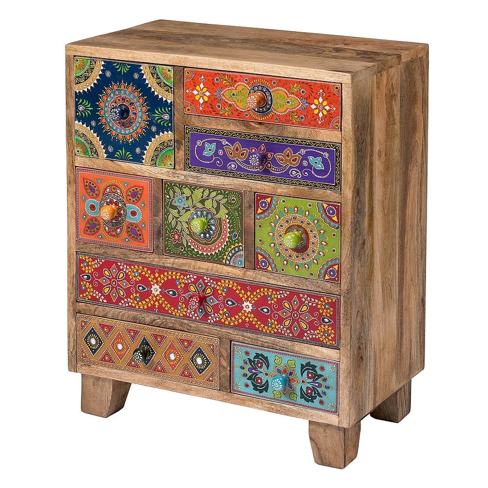 Wood To Cart® Cabinet Chest (9 Drawer)/Wood Bedside table/ Bedroom furniture/ hand painted 9 chest of drawer view 2
