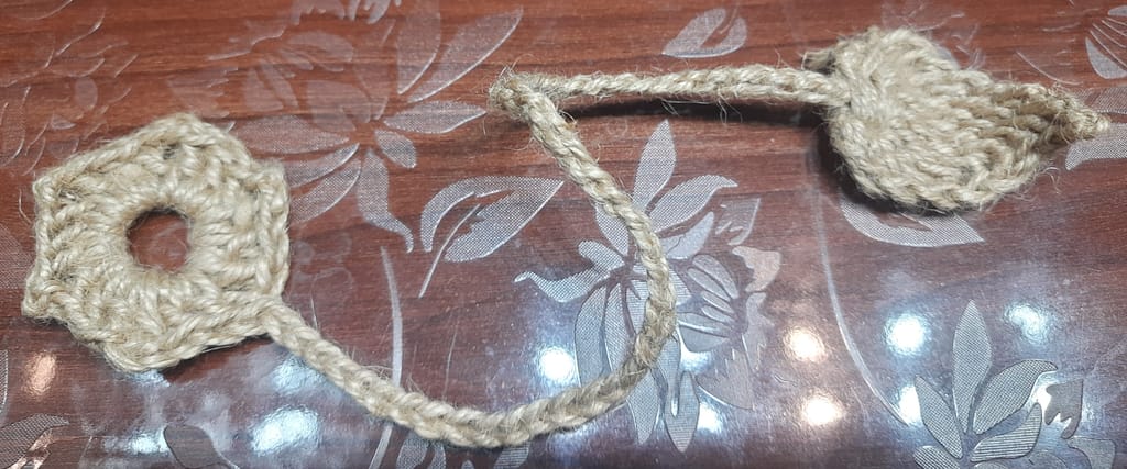 🌿 Handmade Jute Crochet Bookmark | Unique Hexagon & Leaf Design | Eco-Friendly view 2