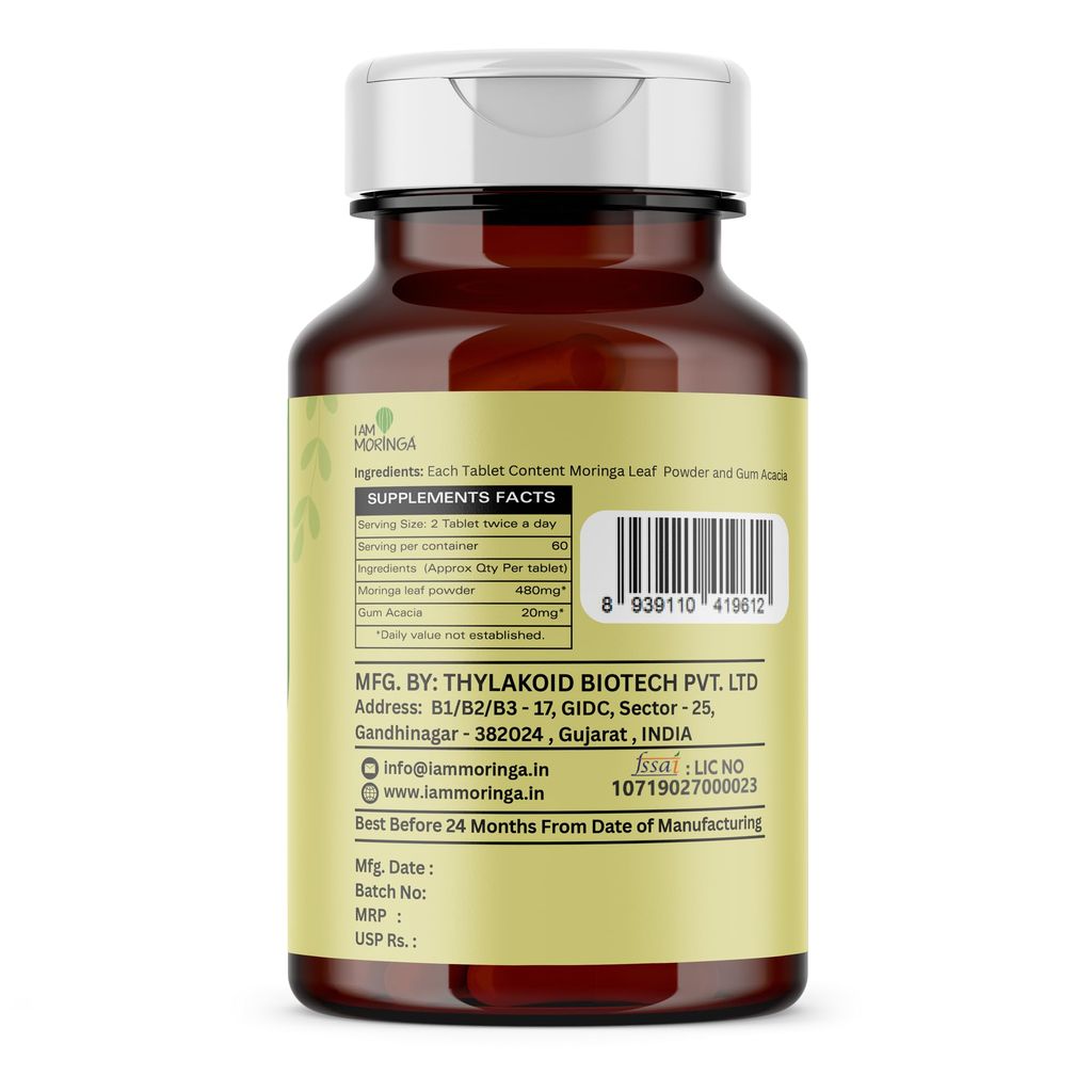 I Am Moringa | Moringa Tablet | Purely Natural Healer | No Chemical | No Side Effects | 120nos. | (Package 1) view 2