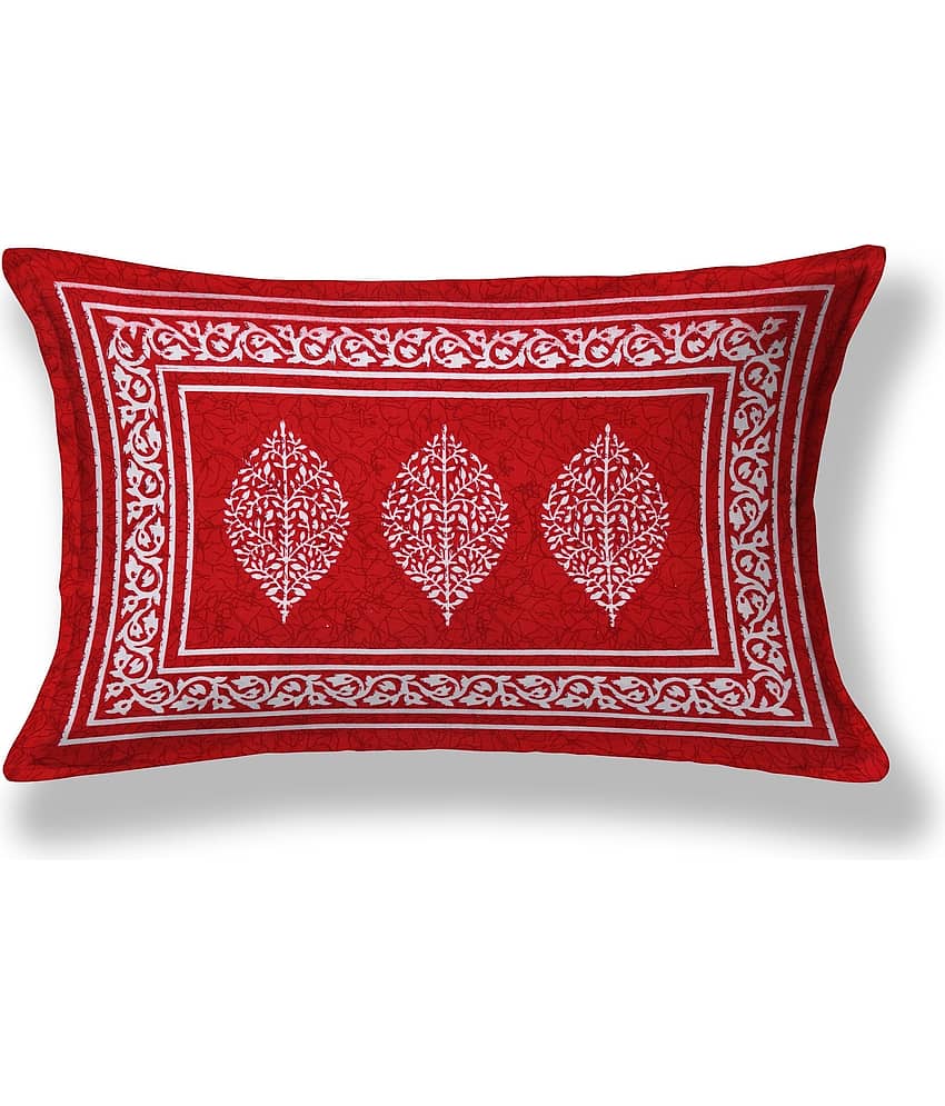 ABHACLOTHO Red Cotton 1 Single Bedsheet with 1 Pillow Cover ( 215 cm x 150 cm ) view 2
