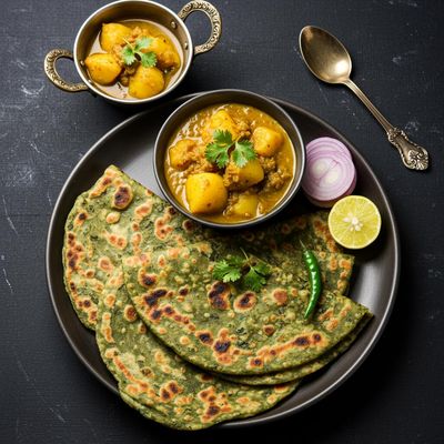 Methi Paratha With Hing Aloo Sabji