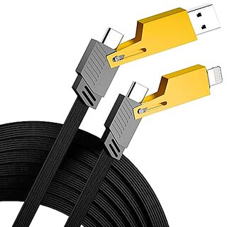 4-in-1 Cable | Ultra Fast Charging & Data Transfer | stainless steel-Plated Connectors | Thunderbolt, Type-C, Lightning | Compatible with iPhone, iPad, Laptops, Android Devices