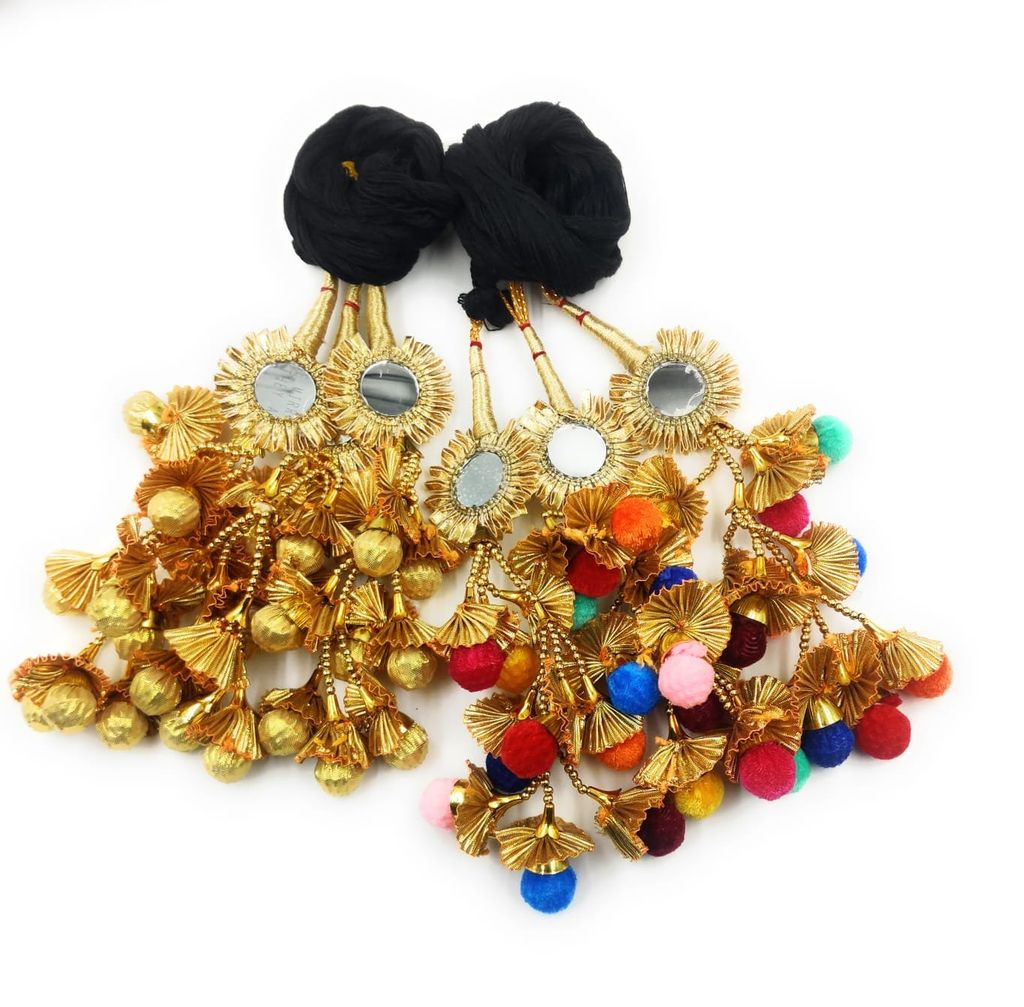 Heavy Design Punjabi, Multicolour Paranda & Goldan Paranda (Combo Pack of 2) view 2