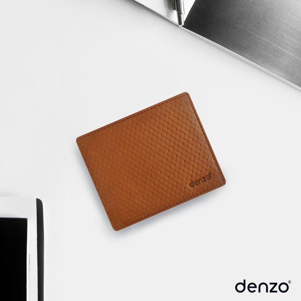 Fashion ClassicFold Meshed Tan Wallet - Stylish & Durable Leather Wallets I Denzo view 2