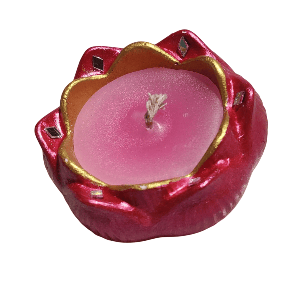 Handmade Soy Wax Tealight Candle in Red Clay Holder view 2