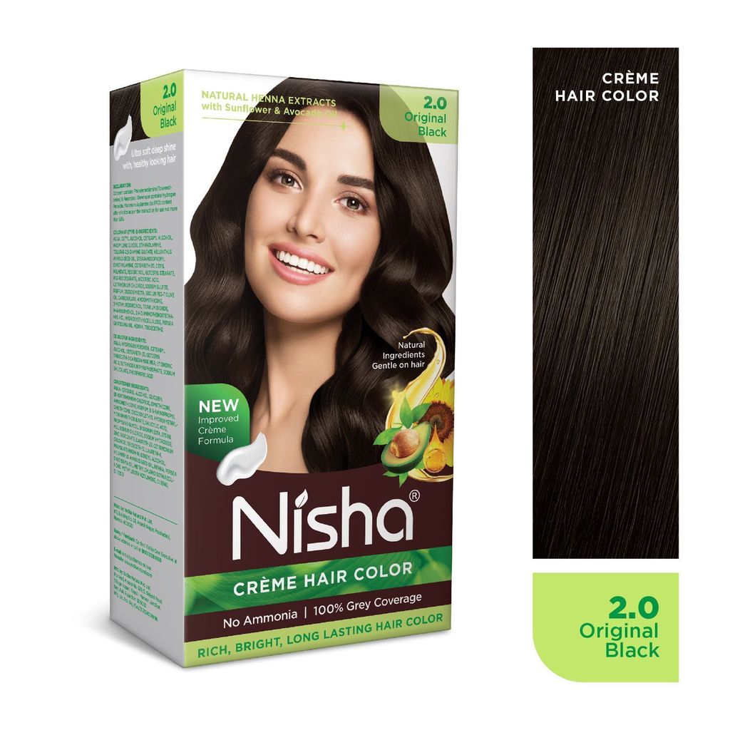 Nisha Creme Hair Color Original Black 60g, Permanent Hair Color for Women & Men, Ammonia Free Hair Colour view 2