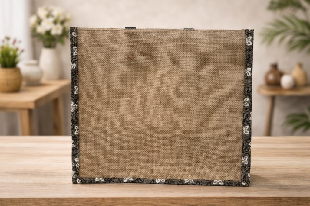 Handcrafted Jute & Fabric Tote Bag – Eco-Friendly Floral Carry Bag view 2