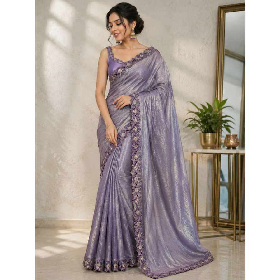 Simmer saree with lace same blouse light weight