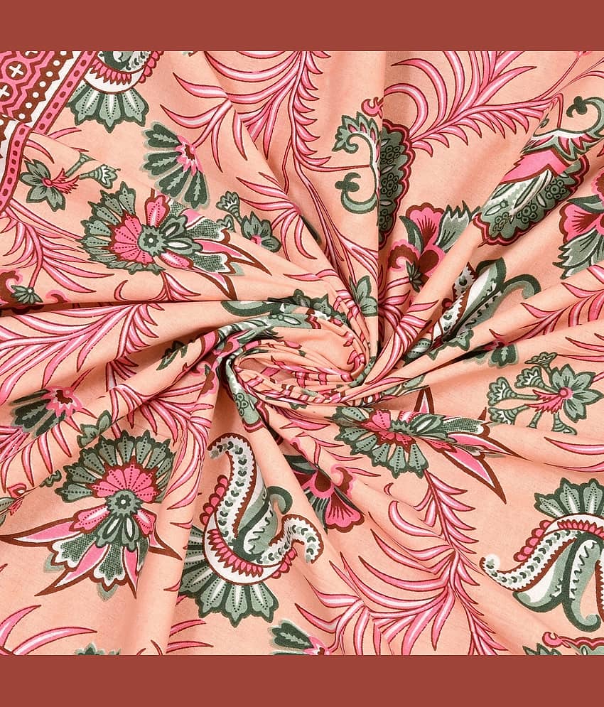 CLOTHORO Cotton 1 Double Bedsheet with 2 Pillow Covers ( Peach ) view 2
