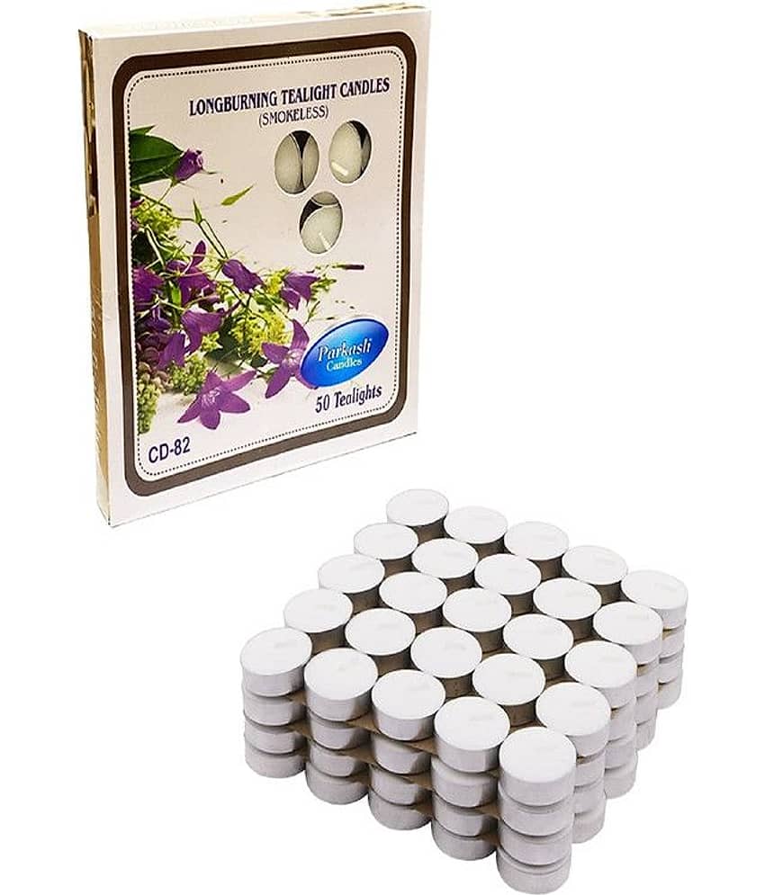Parkash Candles - White Unscented Wax Tea Light Candle 6 cm ( Pack of 100 ) view 2