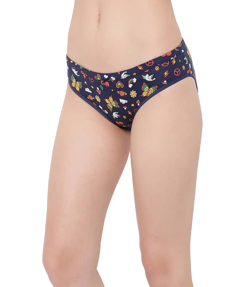 Clovia Cotton Printed Women's Bikini ( Blue ) view 2