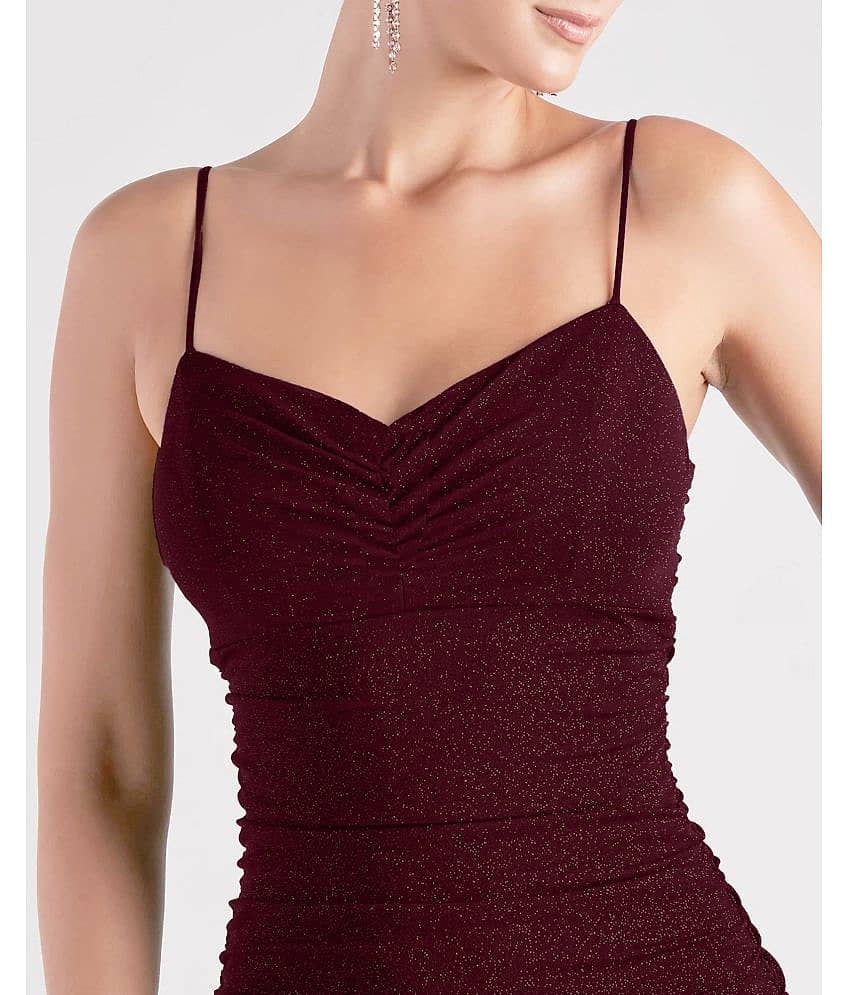Addyvero Women Polyester Embellished Bodycon Dress ( Maroon ) view 2
