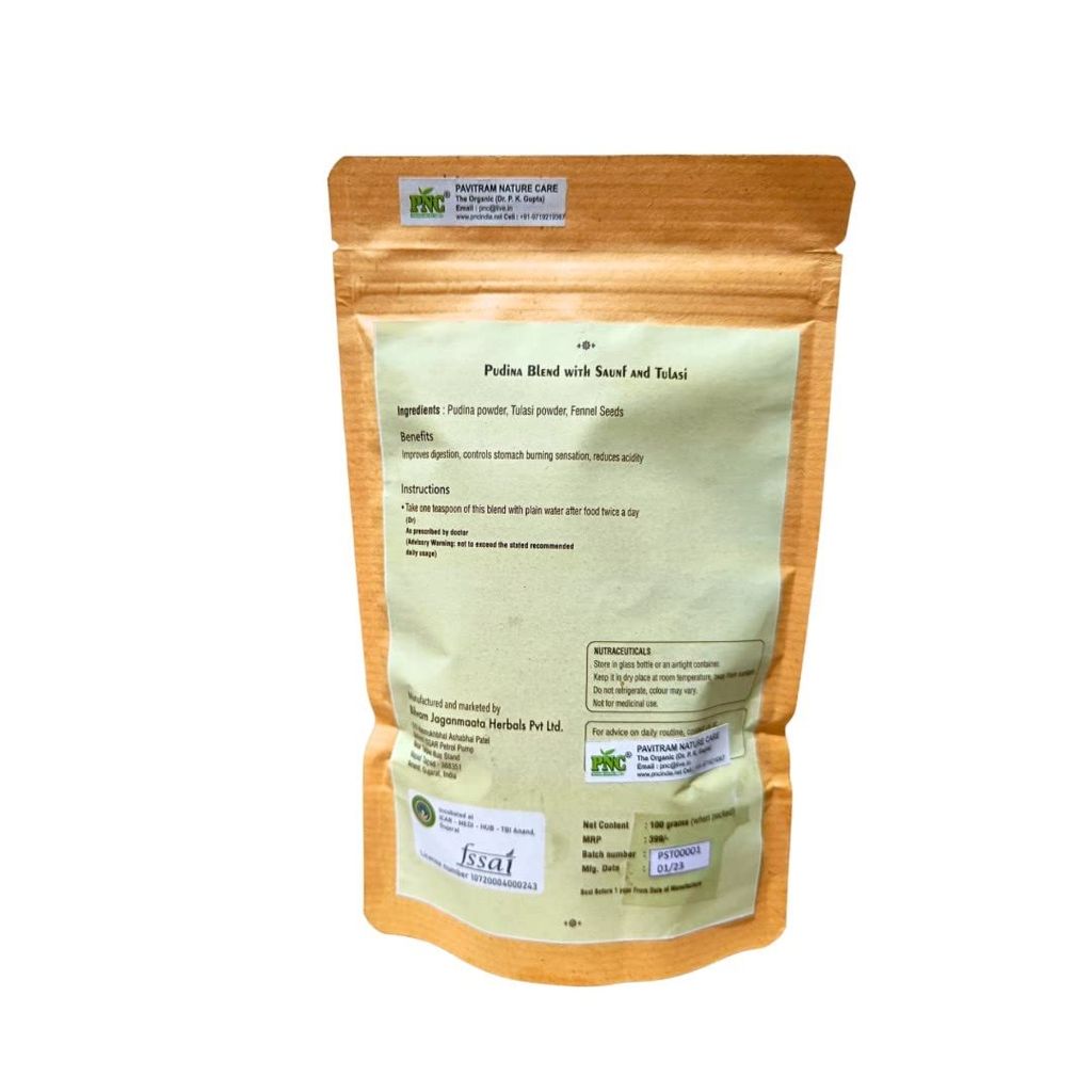 PNC-Mint Pudina Blend with Saunf, Holy Basil Tulsi Powder Pack of 2 Each100Gms Way to Improve Digestion, Reduce Stomach Discomfort view 2