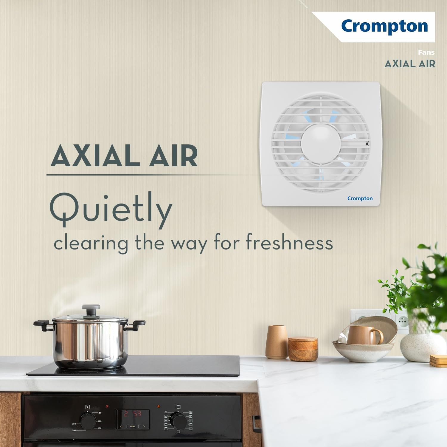 Crompton Axial Air High-Speed Plastic Exhaust, Ventilation Fan 150 mm, 6 Inches - White view 2