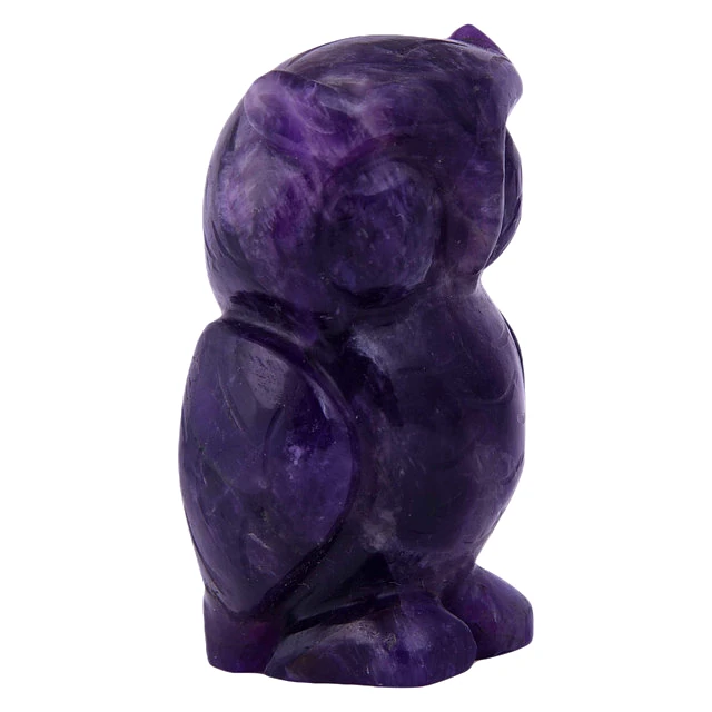 Lepidolite Crystal Owl, Fengshui, Good Luck Symbol of Wisdom and Protection from Evil, Statue, Laxmi Vahana(KI_083) by Krishna Impex view 2