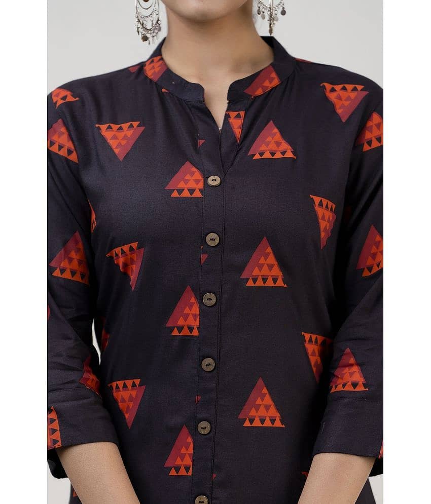 MAUKA - Brown Rayon Women's Front Slit Kurti ( Pack of 1 ) view 2