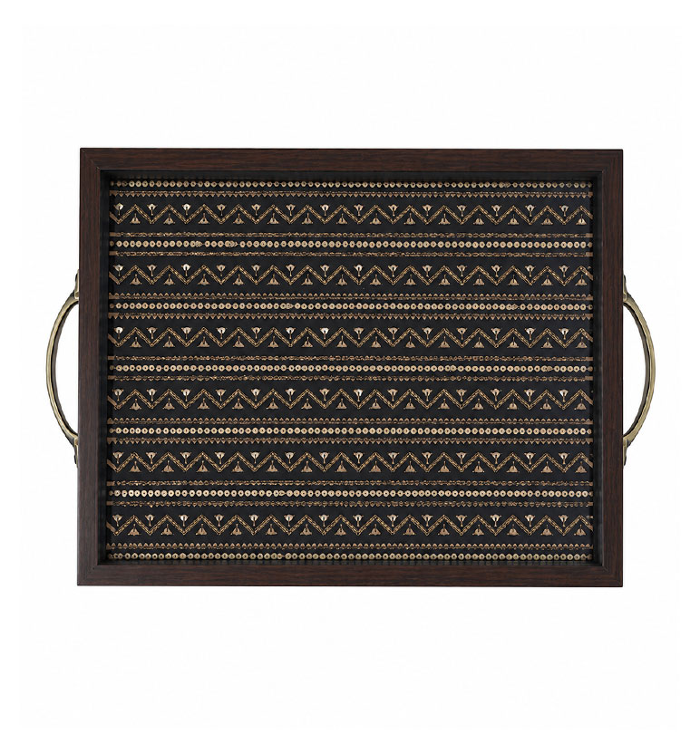 Handcrafted Zari Zardozi Decorative Tray view 2