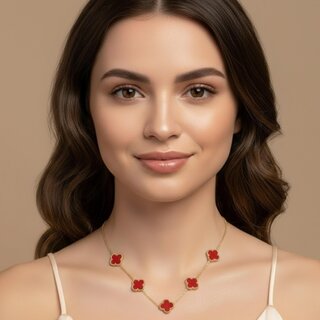 KIMTI Clover Necklce (Red) view 2