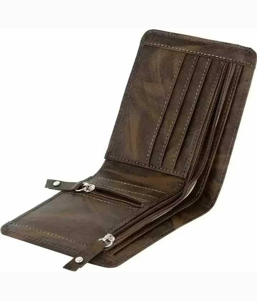 HRFSTAR PU Solid Men's Regular Wallet With 9 Slots For Card ( Brown , Pack of 1 ) view 2