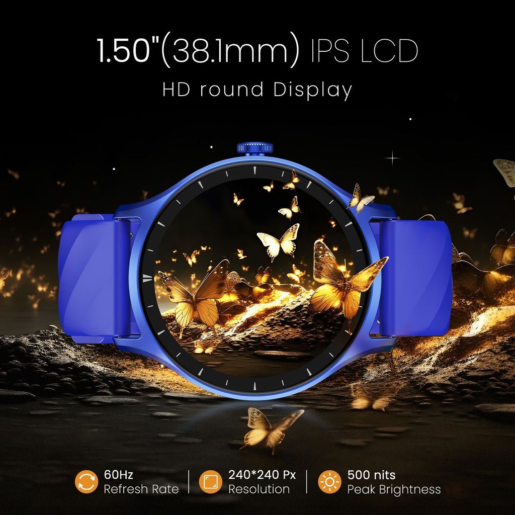 CELLECOR E2 Hype 1.50" (38.1mm) HD IPS Display Smart Watch, 500 Nits, 60Hz Refresh Rate, Bluetooth Calling, AI generated Watch Faces, 100+ Sports Modes, Health Suite, Voice Assistance (Blue ) view 2