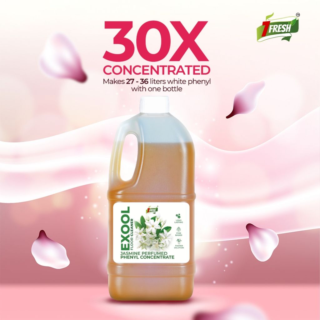 7Fresh Exool Perfumed Phenyl Concentrate Liquid 1 Ltr (MAKES 30 LITTER OF THICK WHITE PHENYL) Floor Cleaner,Pine Based,Long Lasting,Faster Dilution,Phenyl Essence view 2