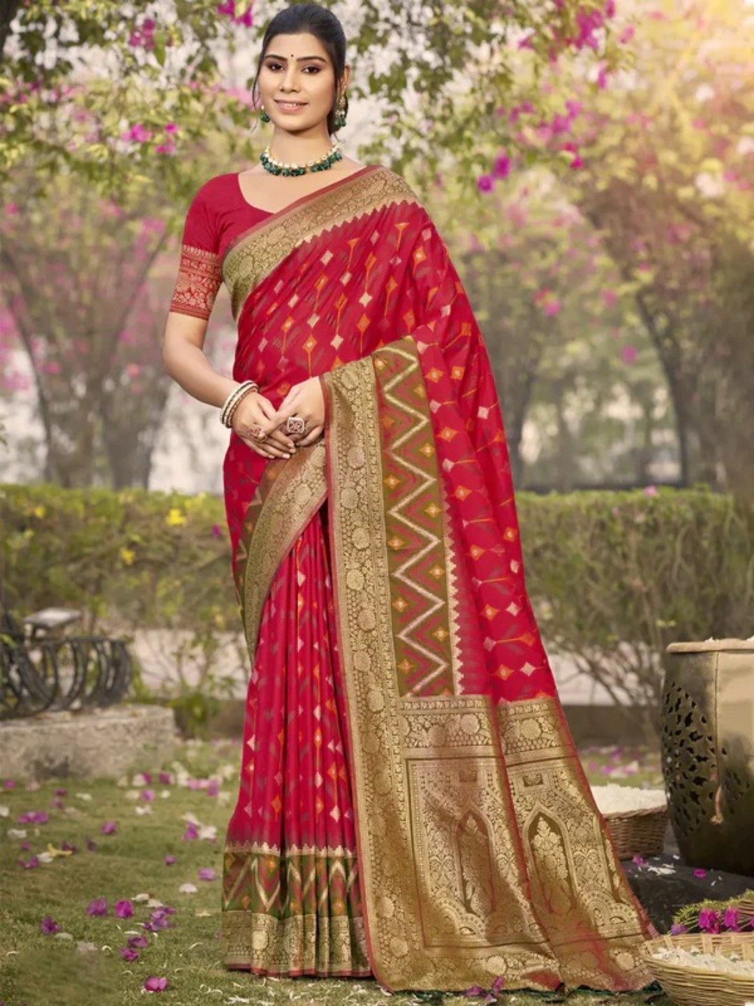 Red Silk Saree view 2