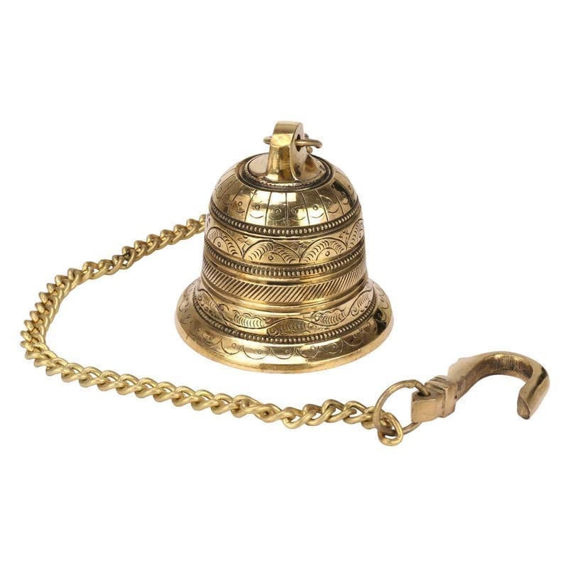 Torppeza Brass Wall Hanging Bell with Chain and Hanging Hook for Home Mandir Temple Decorative I Puja Room� view 2