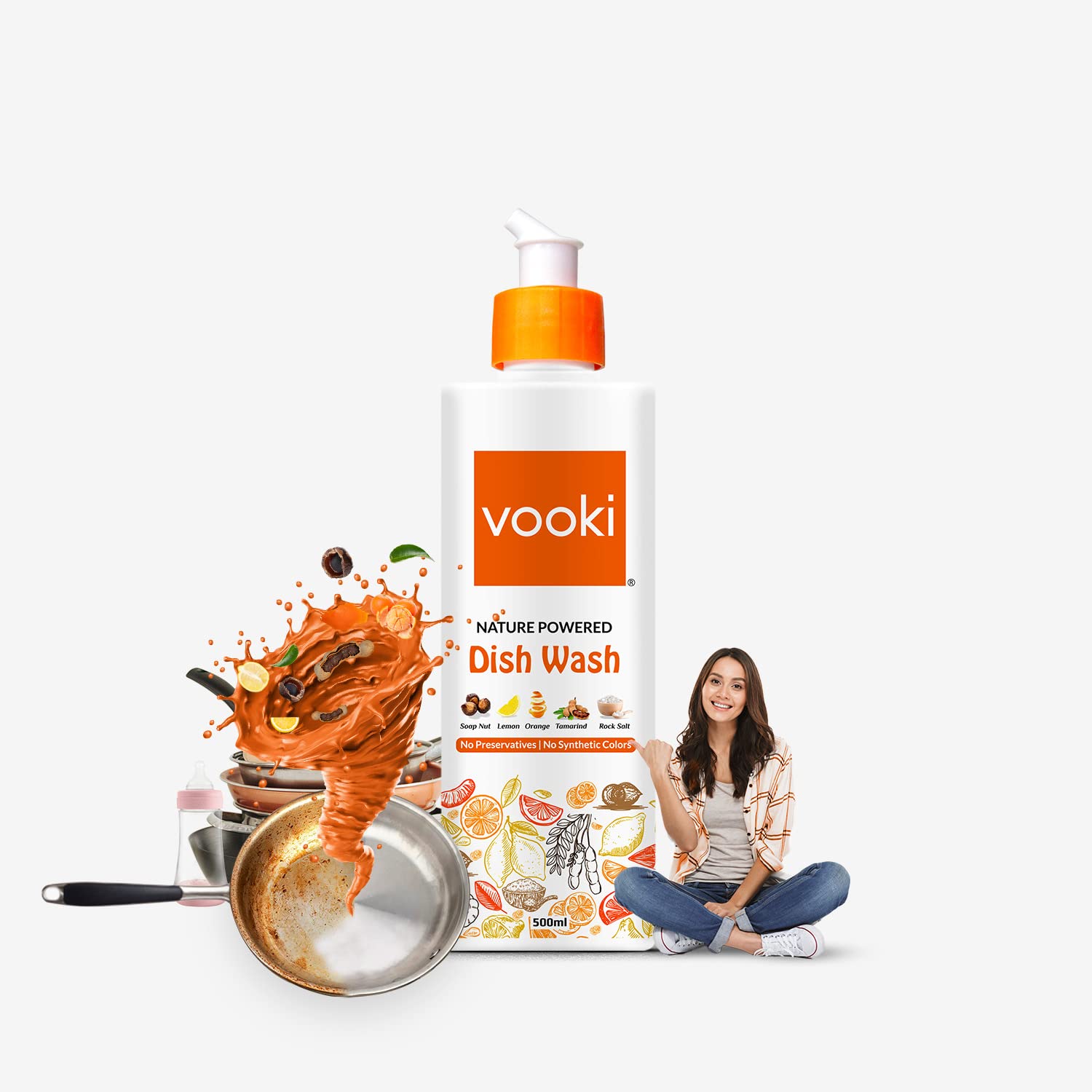 Vooki Ecofriendly Dish wash liquid, Floor Surface Cleaner, Toilet Bowl Cleaner, Lime Scale remover, Hard Stains Spray & Wipe - 2500 ml (Combo Pack of 5)… view 2
