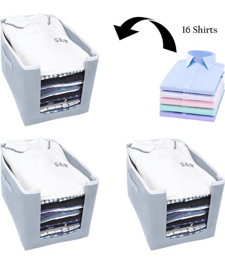 PrettyKrafts Shirt Stacker Closet Organizer - Shirts and Clothing Organizer - (Set of 3) - Beige
