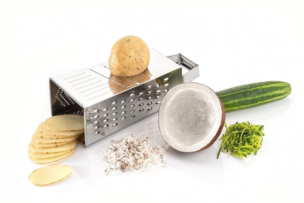 HAPPI Stainless Steel Multi Functional 5 in 1 Grater & Slicer with 4 Sides for Cheese, Vegetables, Ginger, Garlic, Potato Slicer Chopper Vegetable Grater Cutter view 2