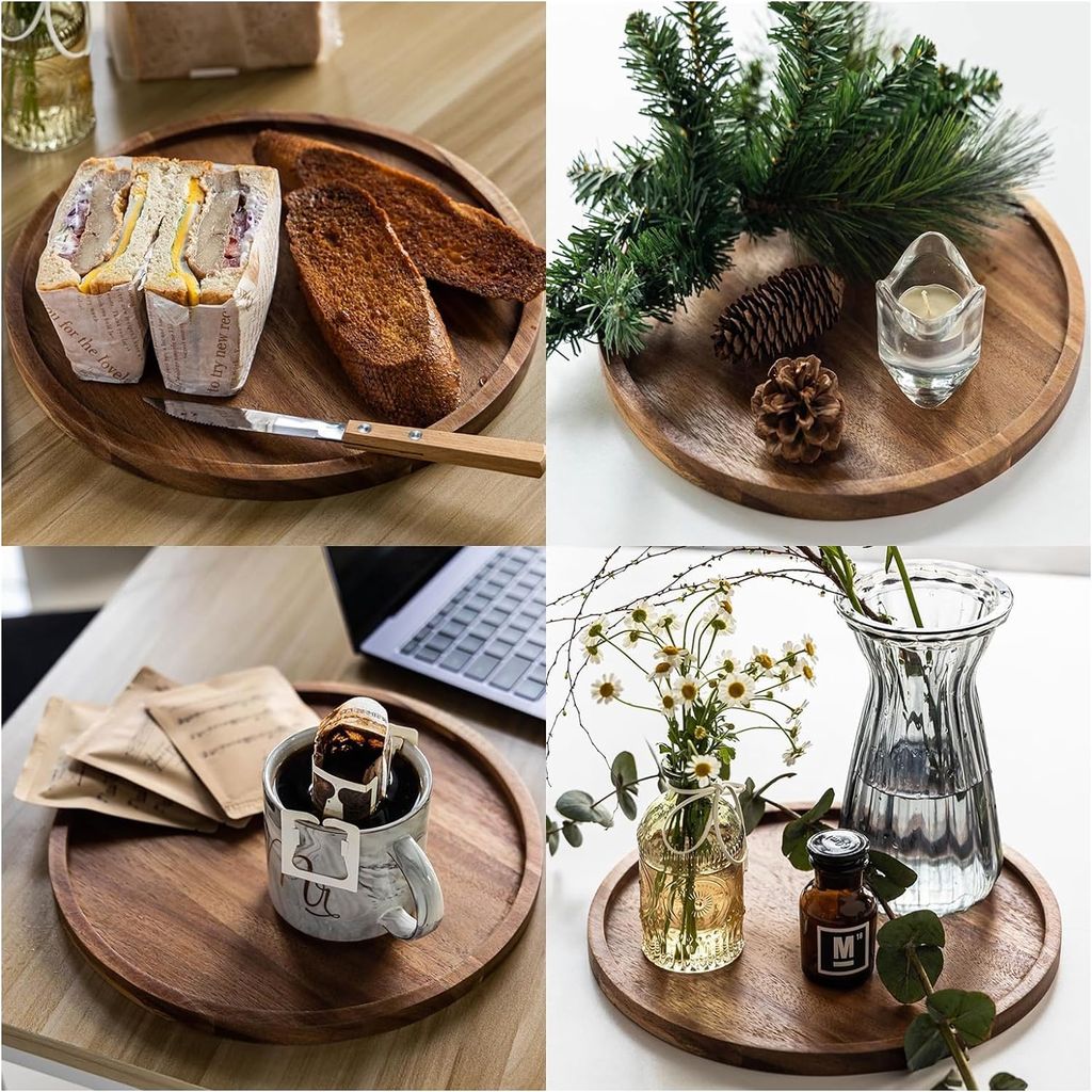 Round Wooden Serving Tray