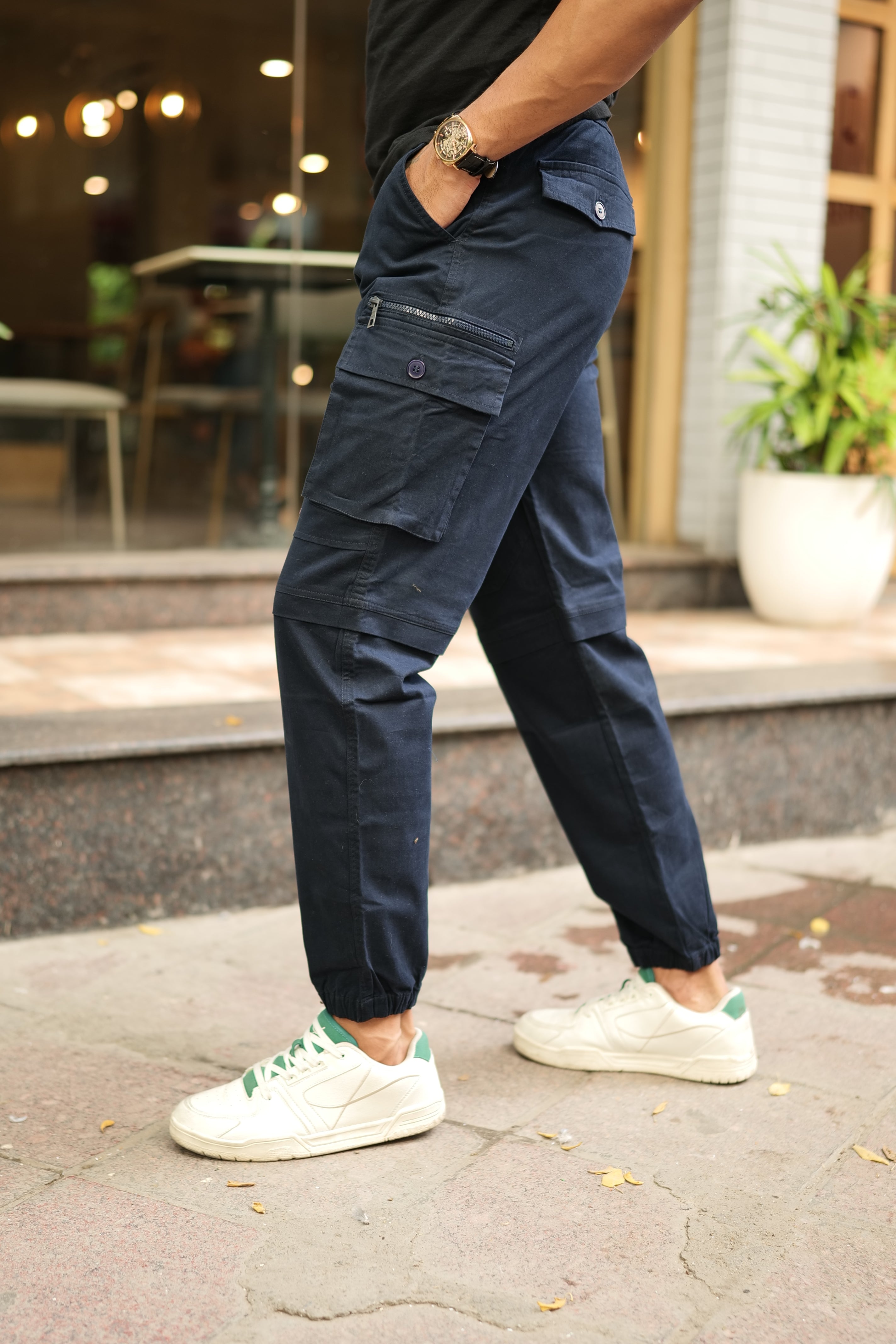 Men's Navy Premium Cargo Joggers view 2