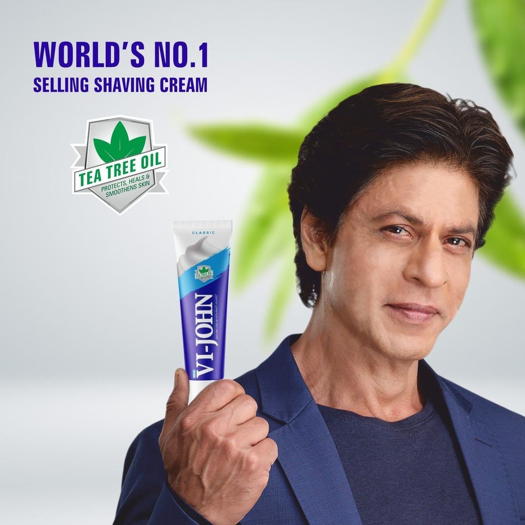 VI-JOHN Classic Shaving Cream With Tea Tree Oil & Vitamin E - 125 GM For All Skin Types view 2