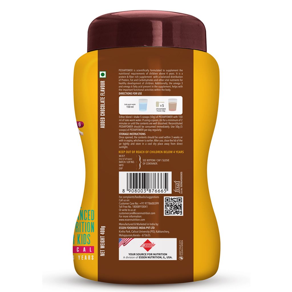 PEDIAPOWER – COMPLETE BALANCED NUTRITION FOR KIDS -CHOCOLATE FLAVOUR – (OMEGA3) view 2