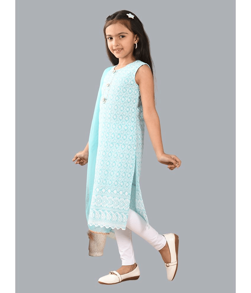 HLGARMENTS Girls Cotton Kurti Legging Set ( Pack of 3 , Blue ) view 2
