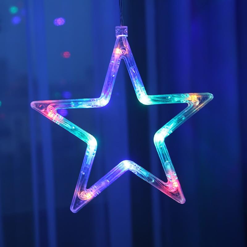 GLOWSERIE Multicolor LED Hanging Star String Lights with Transparent Acrylic Stars for Bedroom, Party, Wedding & Festival Décor view 2