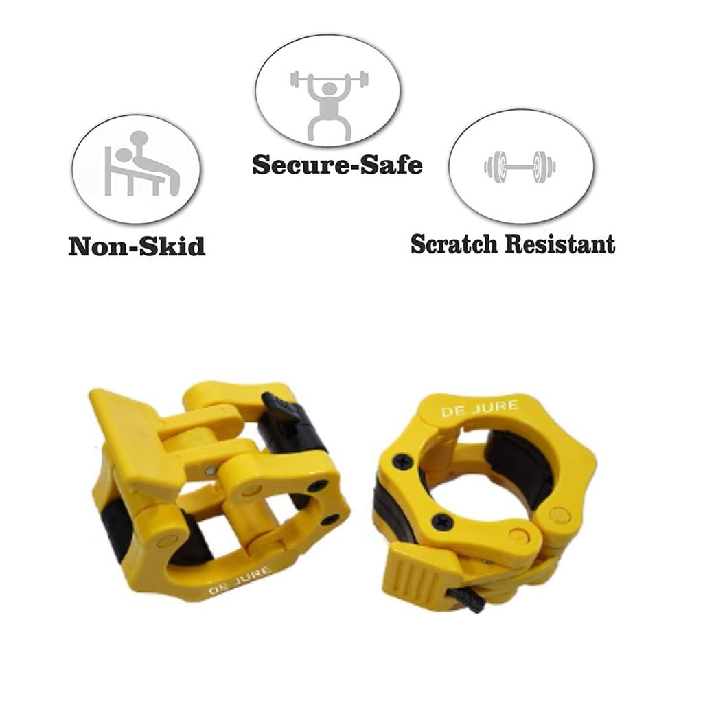 De Jure Fitness Olympic Rod Lock Barbell Clamp Collar Quick Release Pair of Locking Weight Clips Fit 2 Inch Barbell Lock for Workout, Weightlifting, Fitness & Strength Training view 2