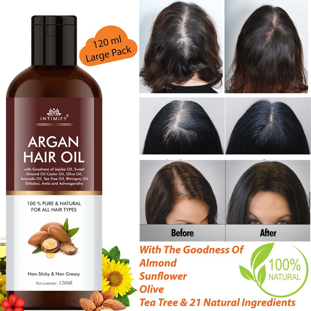 Intimify Argan oil, hair growth oil, dandruff oil, hair care, hair fall growth oil, bhringraj oil, hair nourishment, argan hair oil view 2
