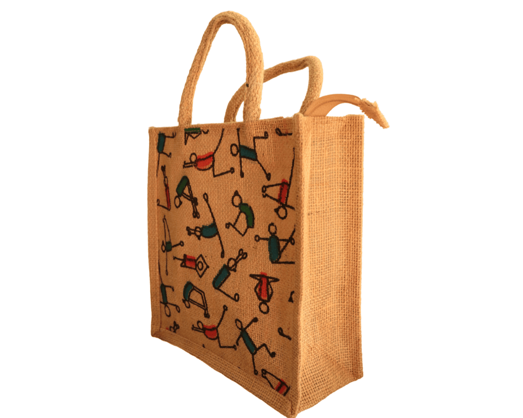 Handcrafted Jute Tote Bag with Colorful Embroidery view 2