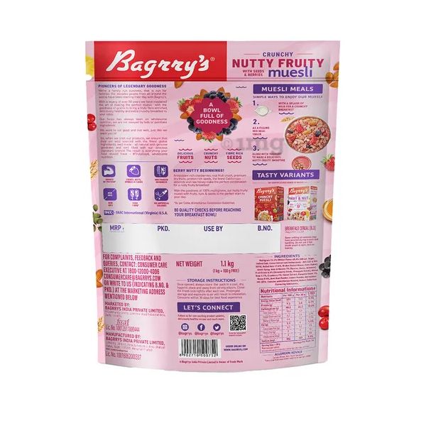 Bagrry's Crunchy Nutty Fruity with Seeds & Berries Muesli 1.1 Kg view 2