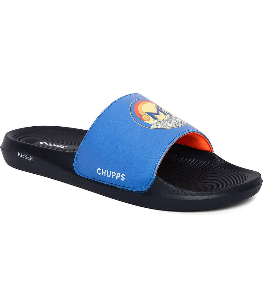 CHUPPS Blue Men's Slide Flip Flop view 2
