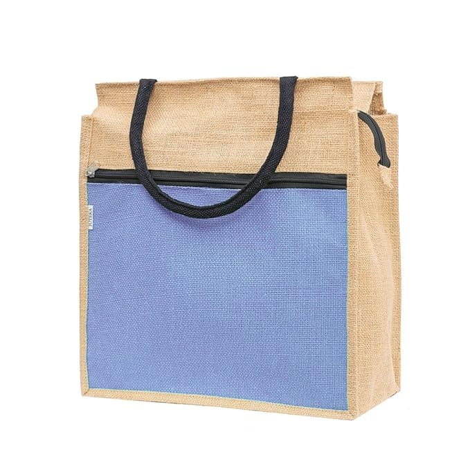 Jute Tote Bag with Zippered Front Pocket view 2