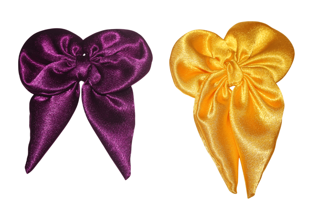 Satin Scrunchies Set - Purple & Yellow Hair Ties view 2