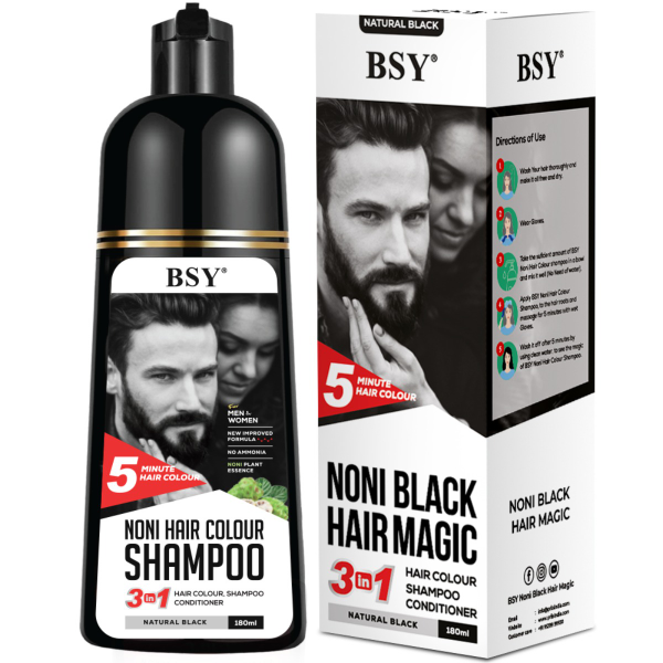 BSY Noni Natural Black Hair color shampoo 180ml Black 6 pcs – 1 Mono Carton